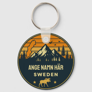 Personligt ortnamn Sverige runt design Key Ring