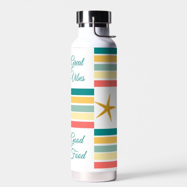 Personlizable "Just Beachy" Themed White Water Bottle (Left)