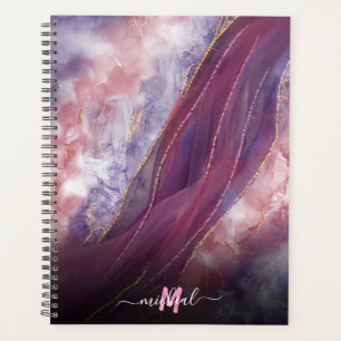 personlized Add your name Purple rose gold Marble Planner