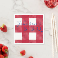 Personlized Name Red White Buffalo Check BBQ