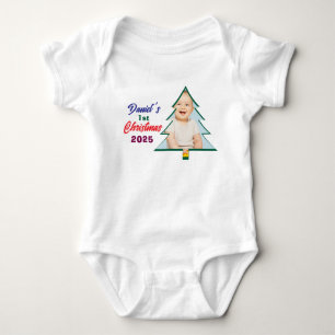 Personlized Photo Daniel's 1st Christmas Tree Baby Bodysuit