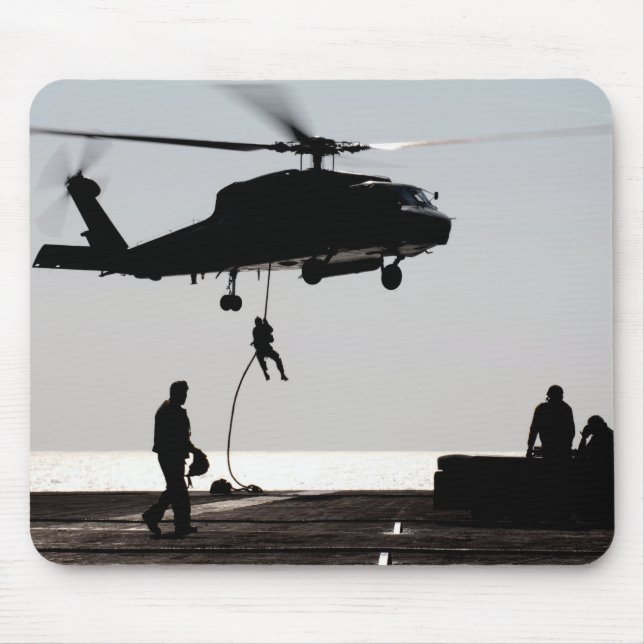 Personnel fast-rope out of an SH-60F Mouse Mat (Front)