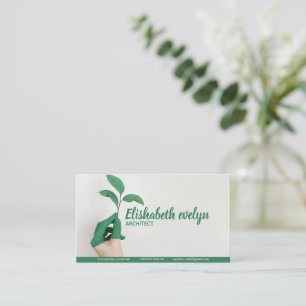 Person's Left Hand Holding Green Leaf Plant Business Card