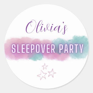 Personzalised 'Sleepover Party'   Pastel colours   Classic Round Sticker