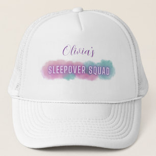 Personzalised 'Sleepover Squad'   Pastel colours   Trucker Hat