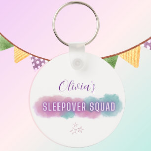 Personzalised 'Sleepover Squad'   pretty pastel   Key Ring