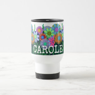 Personzlized Bright Happy Colours Flower Travel Mug