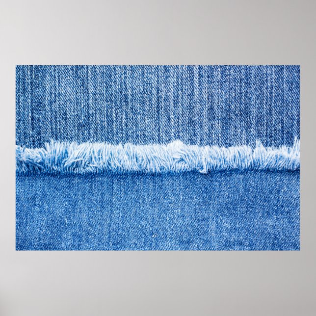 Perspective and closeup view to texture of blue je poster (Front)