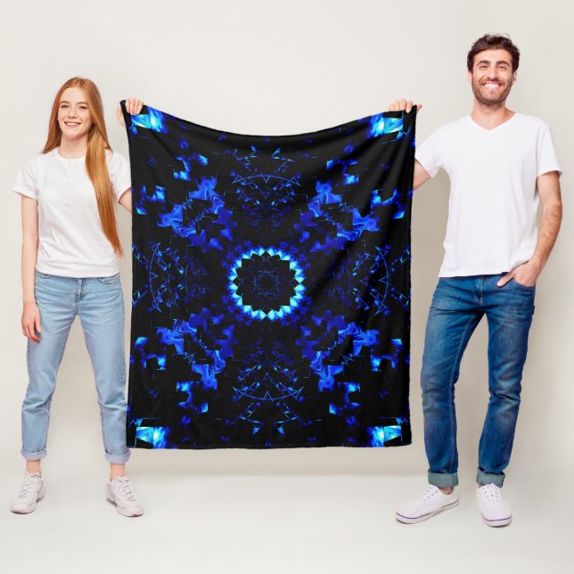 Perspective Blue Night Onyx Fleece Blanket (In Situ)