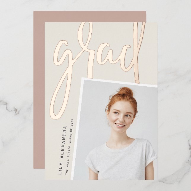 Perspective Foil | Photo Graduation Announcement (Front/Back)