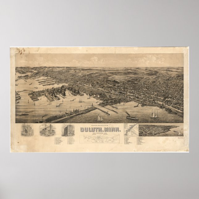 Perspective Map of Duluth Minnesota (1893) Poster (Front)
