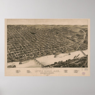 Perspective Map of Little Rock, Arkansas (1887) Poster