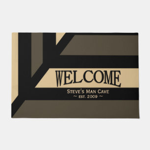 Perspective Modern Stripe Man Cave Welcome Doormat