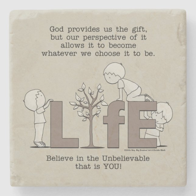 Perspective of Life Stone Coaster (Front)