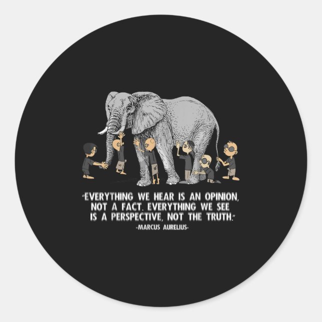Perspective Quote Marcus Aurelius Elephant Illustr Classic Round Sticker (Front)