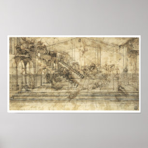 Perspective Study "Adoration of Magi", Da Vinci Poster
