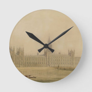 Perspective View of the new Houses of Parliament, Round Clock