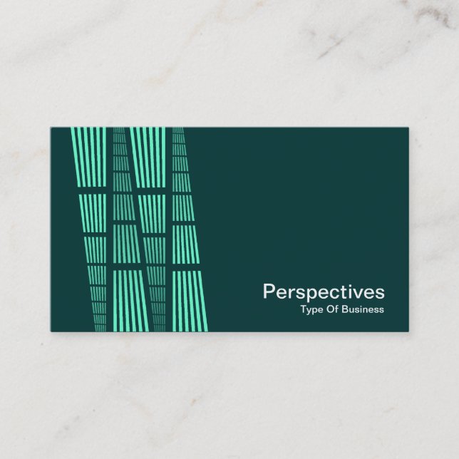 Perspectives v2 - Turquoise and White on Dark Teal Business Card (Front)