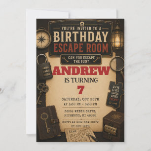 Perspnal Escape Room Birthday Invitation