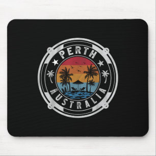 Perth Australia Beach Summer Vacation Vintage Suns Mouse Mat