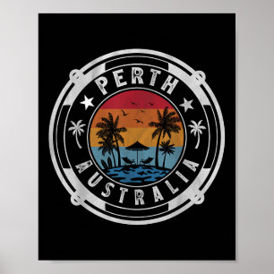 Perth Australia Beach Summer Vacation Vintage Suns Poster