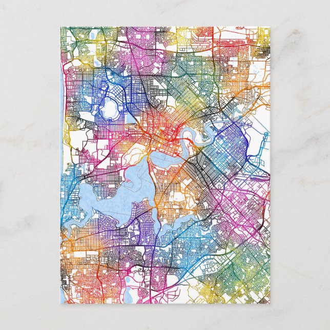 Perth Australia City Map Postcard (Front)