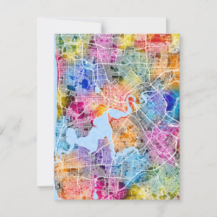 Perth Australia City Map Postcard