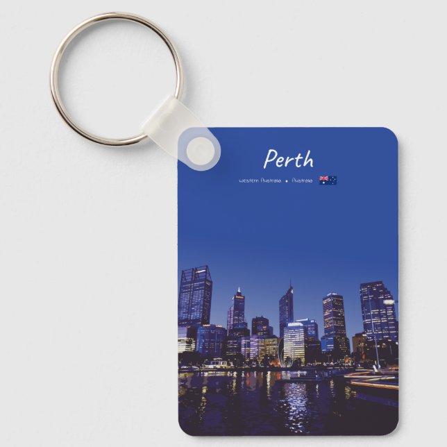 Perth, Australia - City Skyline Night Classic Key Ring (Front)