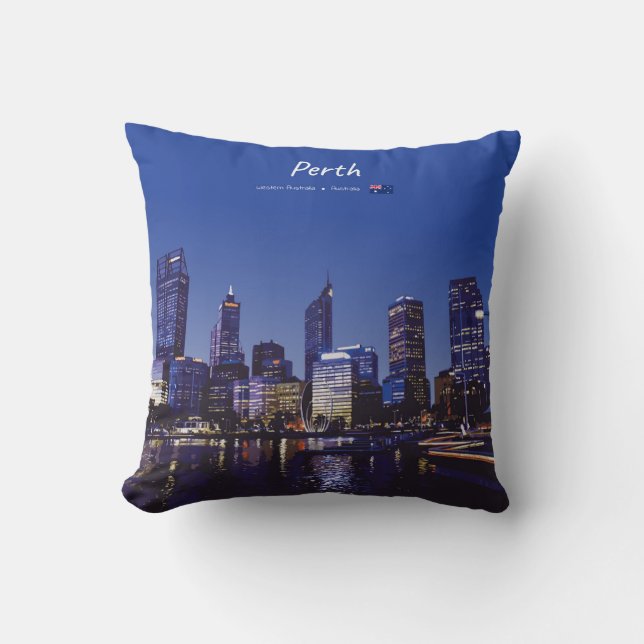 Perth, Australia - City Skyline Night Cushion (Front)