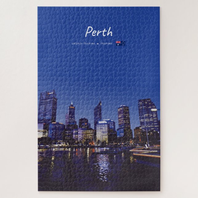 Perth, Australia - City Skyline Night Jigsaw Puzzle (Vertical)