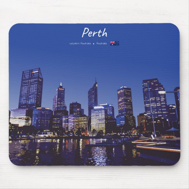 Perth, Australia - City Skyline Night Mouse Mat (Front)