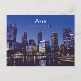 Perth, Australia - City Skyline Night Postcard