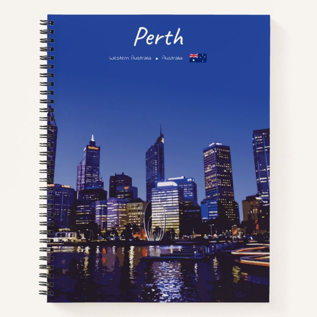 Perth, Australia - City Skyline Night Spiral Notebook (Front)