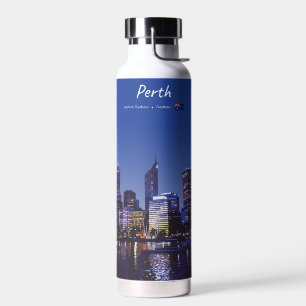 Perth, Australia - City Skyline Night Water Bottle