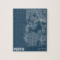 Perth Australia Minimalist City Map Line Art Blue
