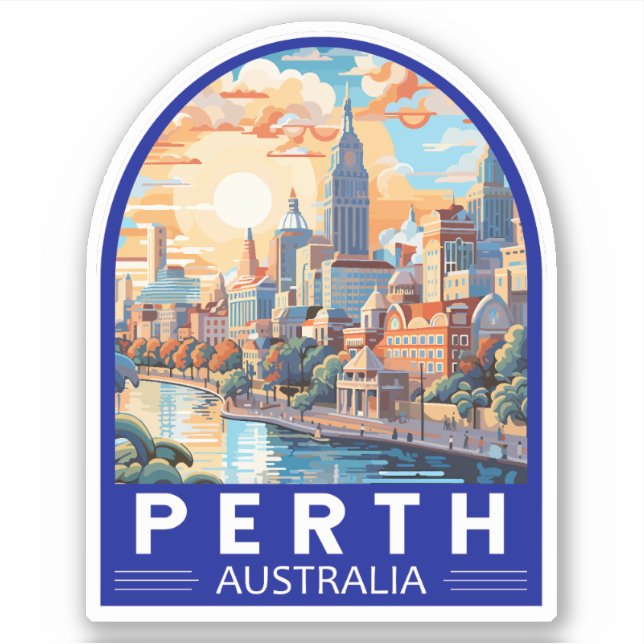 Perth Australia Travel Art Vintage (Front)