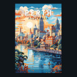 Perth Australia Travel Art Vintage Poster<br><div class="desc">Perth retro vector travel design. Perth,  capital of Western Australia,  sits where the Swan River meets the southwest coast.</div>