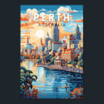Perth Australia Travel Art Vintage Poster<br><div class="desc">Perth retro vector travel design. Perth,  capital of Western Australia,  sits where the Swan River meets the southwest coast.</div>