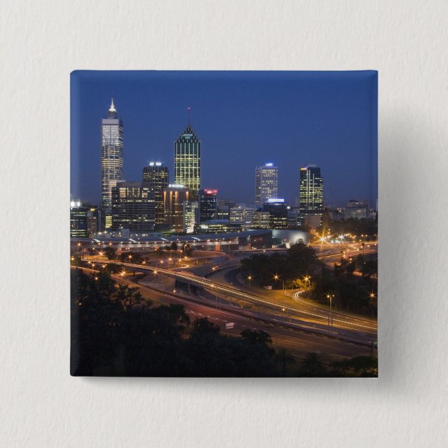Perth, Australia. View of downtown Perth from 15 Cm Square Badge (Front)