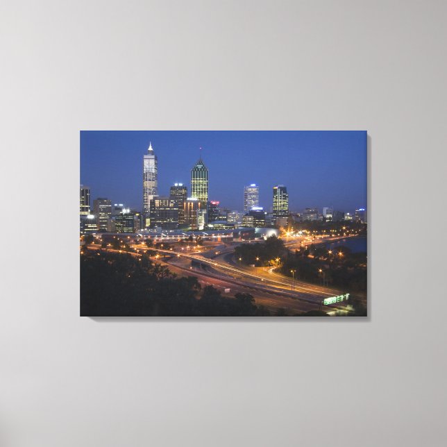Perth, Australia. View of downtown Perth from Canvas Print (Front)