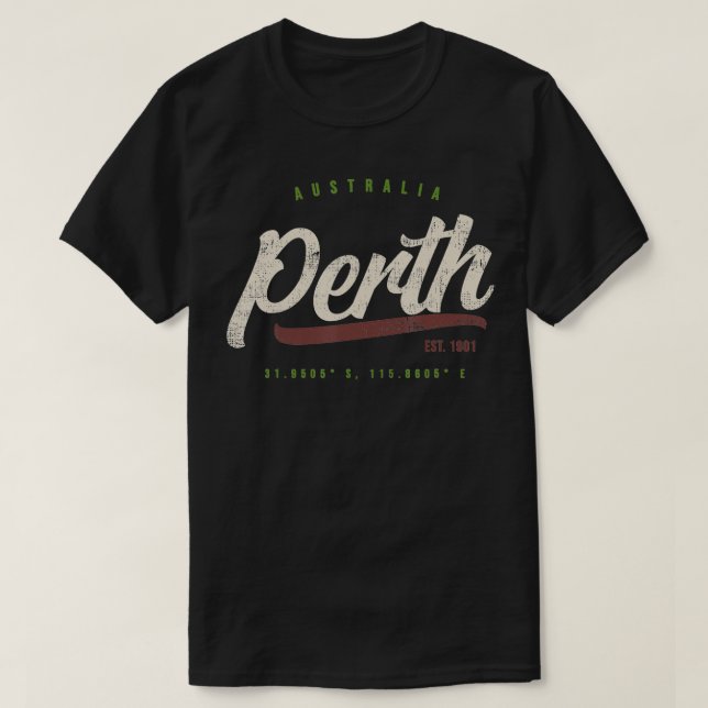 Perth Australia Vintage  T-Shirt (Design Front)