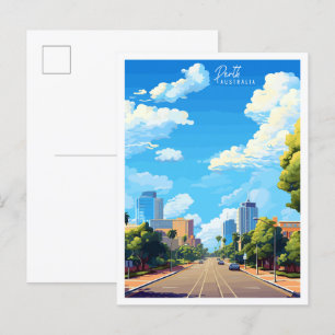 Perth Australia vintage travel illustration Postcard