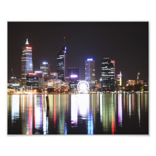 Perth City, Night Skyline, Austraila 10 x 8- Print