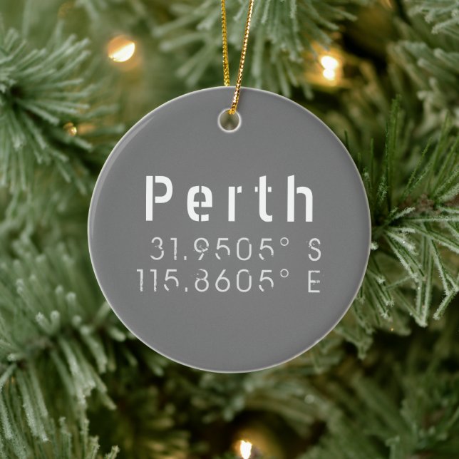 Perth Latitude Longitude Ceramic Tree Decoration (Tree)