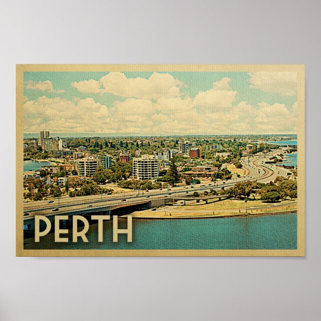 Perth Poster Vintage Travel Poster Australia (Front)