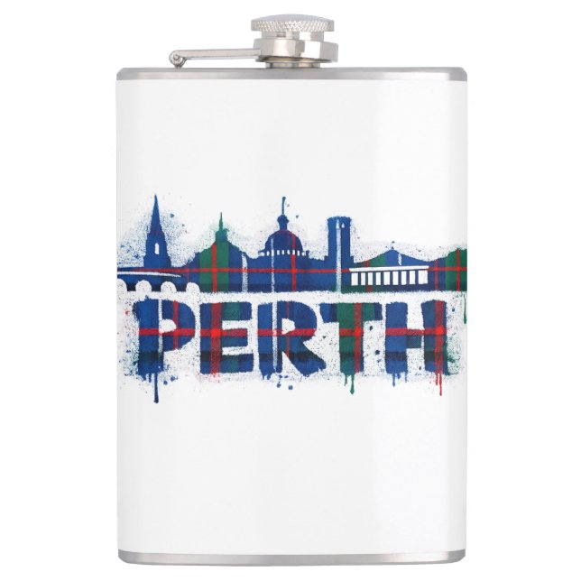 Perth Scotland Tartan Mug Scottish  Hip Flask (Front)