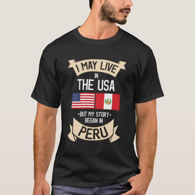 Peru American Flag Usa Peruvian Roots T-Shirt (Front)