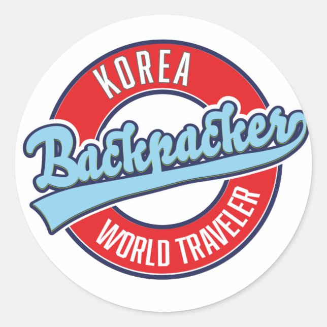 Peru backpacker world traveller logo. classic roun round sticker (Front)