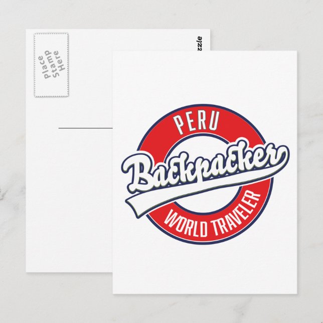 Peru backpacker world traveller logo. postcard (Front/Back)