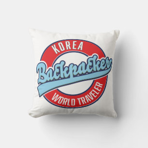 Peru backpacker world traveller logo. throw pillow